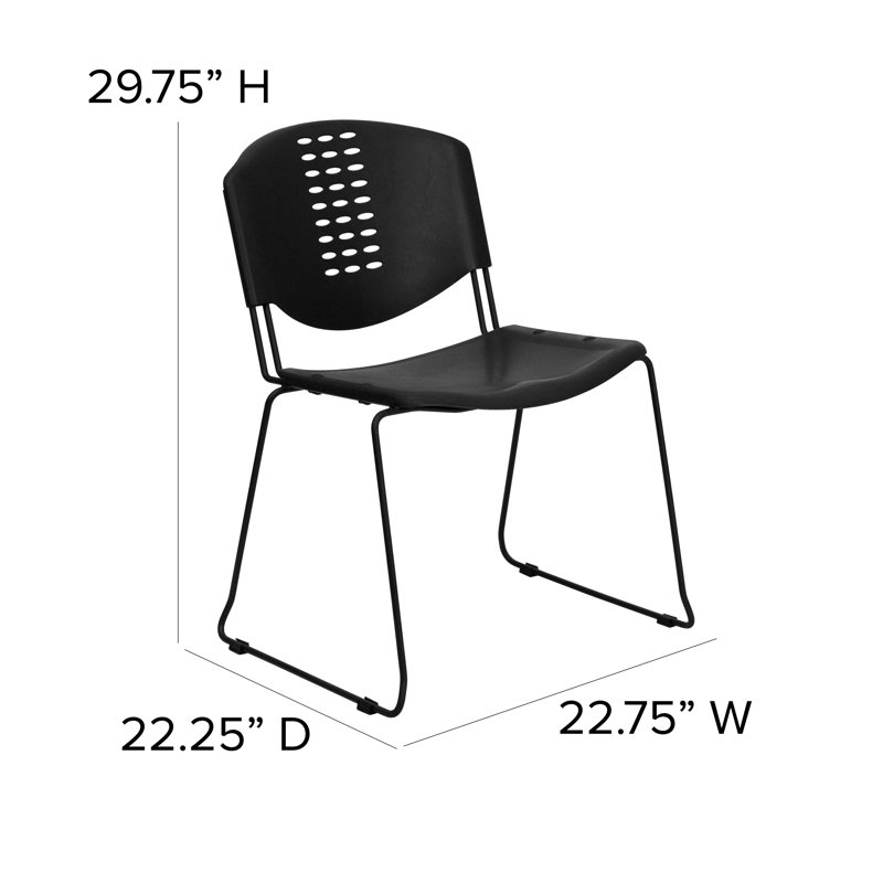 Hercules Series 400 lb Black Metal & Plastic Stackable Chair