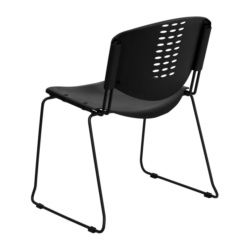 Hercules Series 400 lb Black Metal & Plastic Stackable Chair