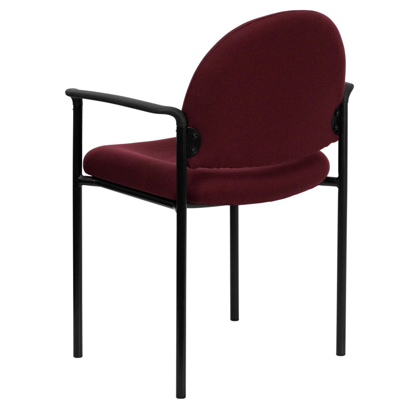 ErgoStack Burgundy Fabric and Black Metal Side Reception Chair