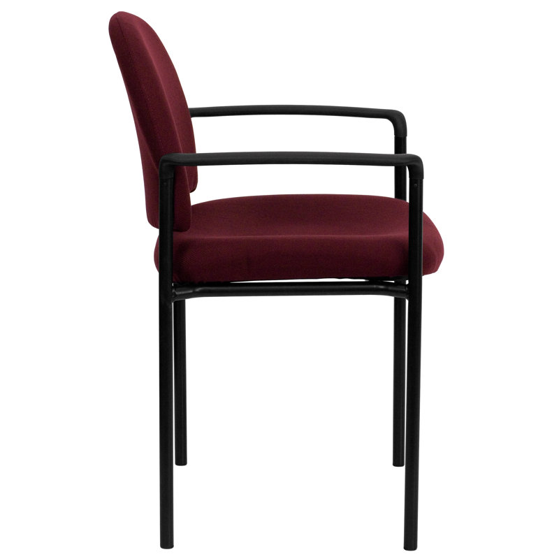 ErgoStack Burgundy Fabric and Black Metal Side Reception Chair