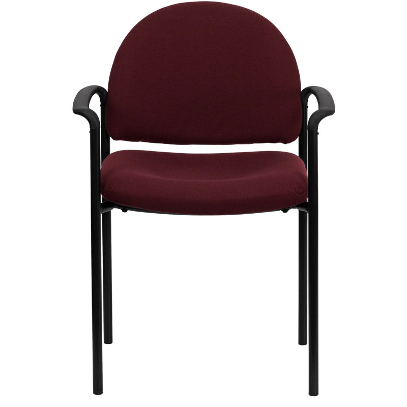 ErgoStack Burgundy Fabric and Black Metal Side Reception Chair