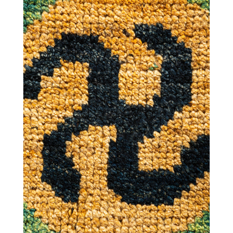 Handmade Black and Yellow Wool 9' x 12' Area Rug