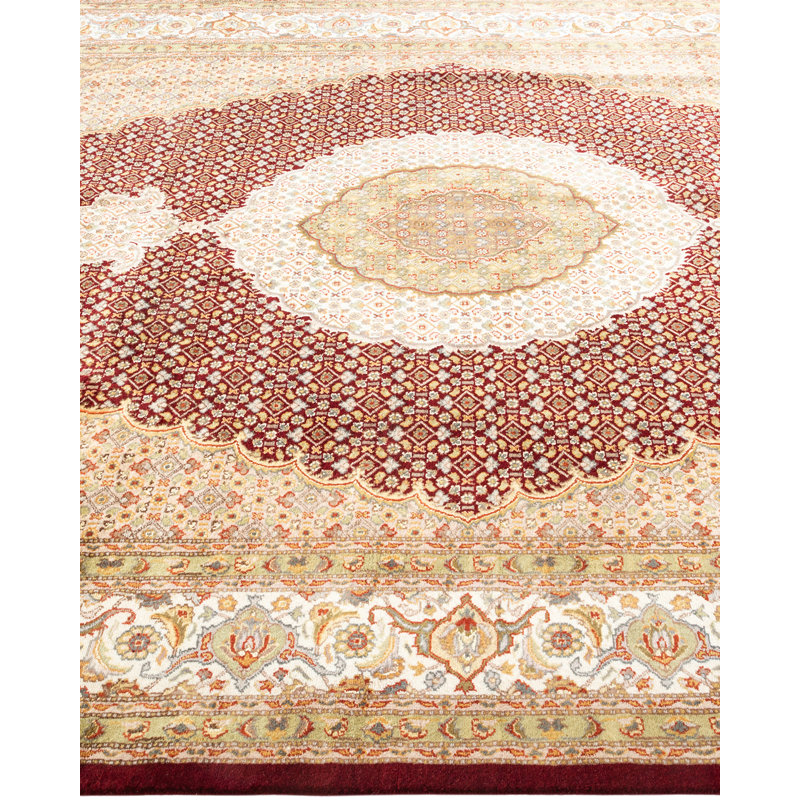 Traditional Red Hand-Knotted Wool 6' x 9' Area Rug