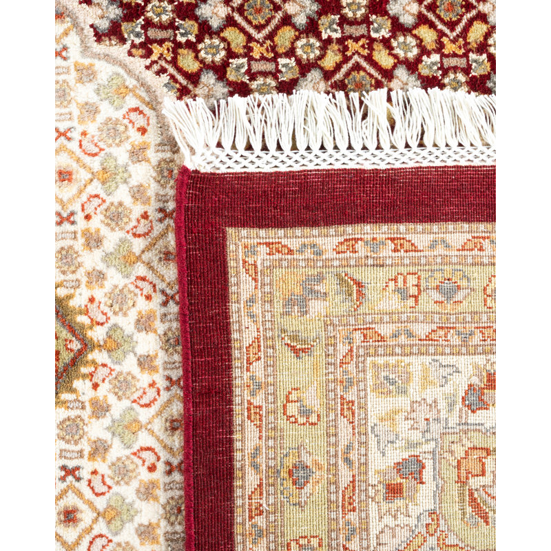 Traditional Red Hand-Knotted Wool 6' x 9' Area Rug