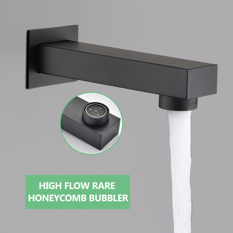 Matte Black Rainfall Shower Head and Tub Faucet Set