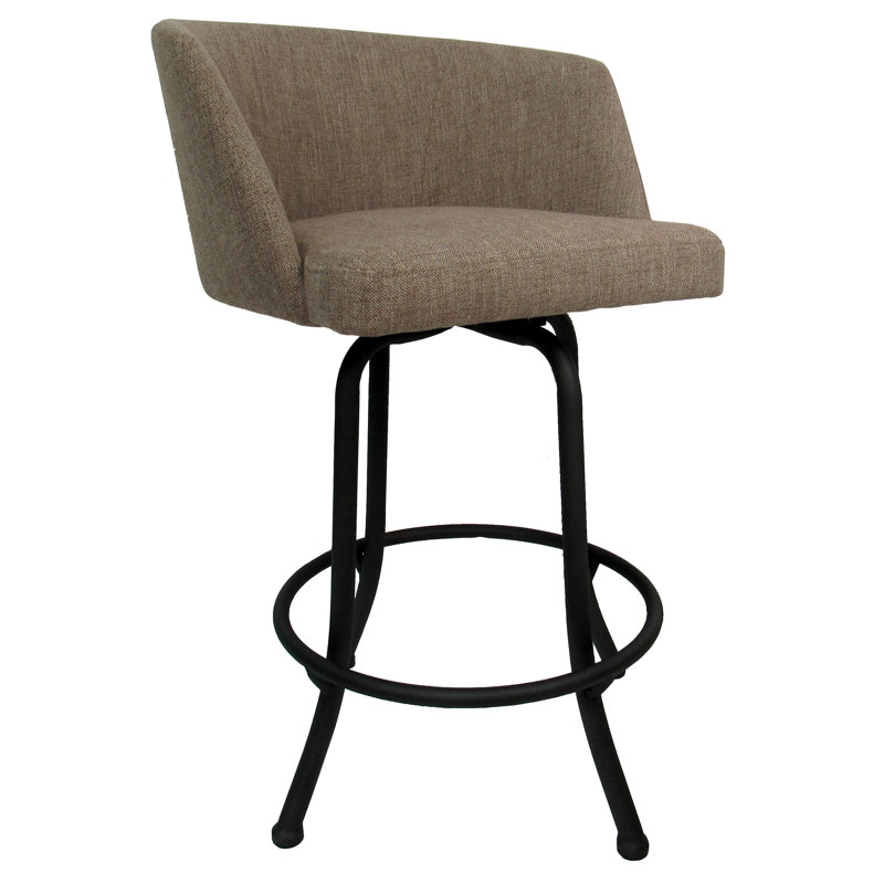 Joey Mojave Grey Swivel Counter Stool with Powder-Coated Metal Frame