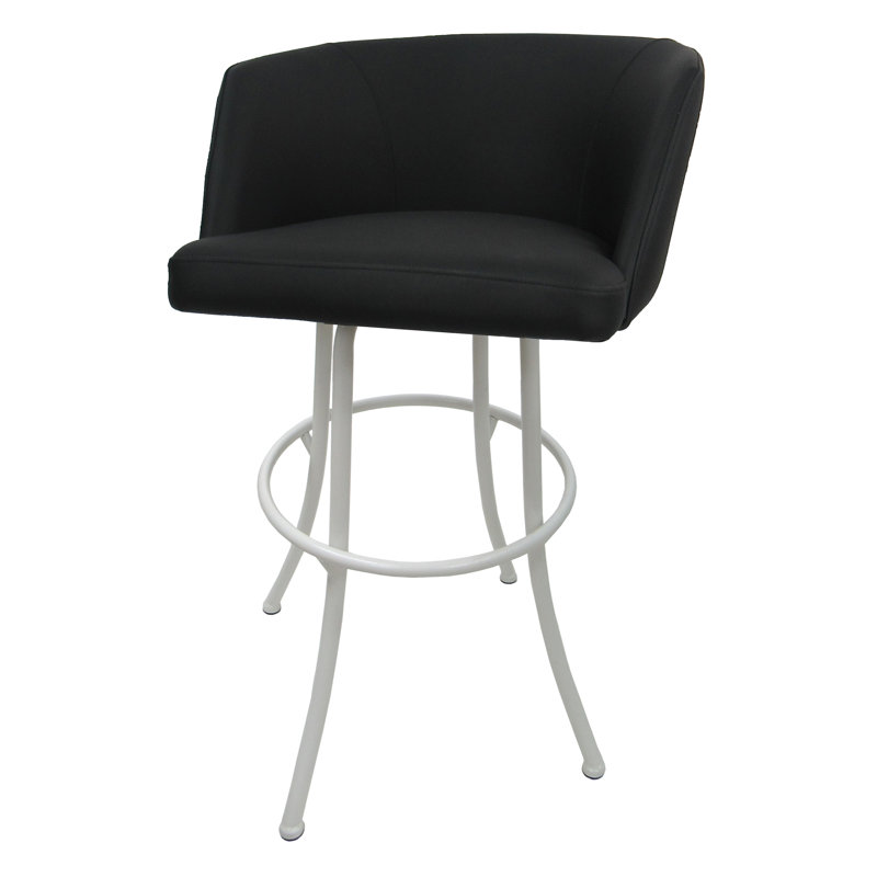 Charcoal Black Swivel Extra Tall Metal Bar Stool with Custom Upholstery