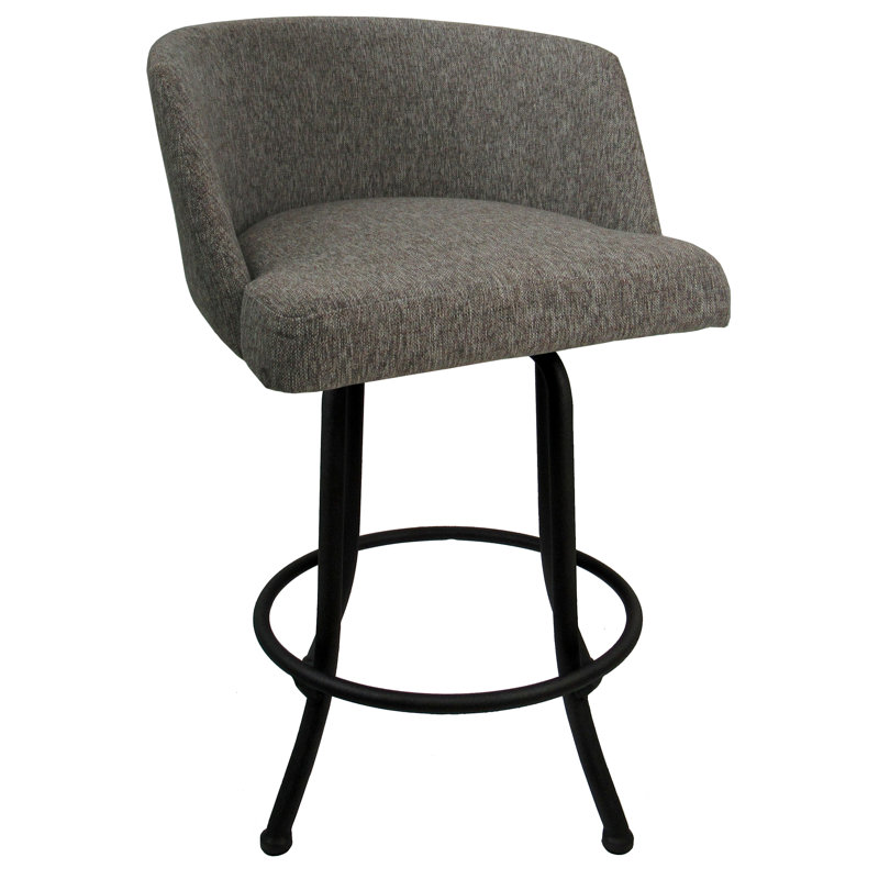 Joey Mojave Grey Swivel Counter Stool with Powder-Coated Metal Frame