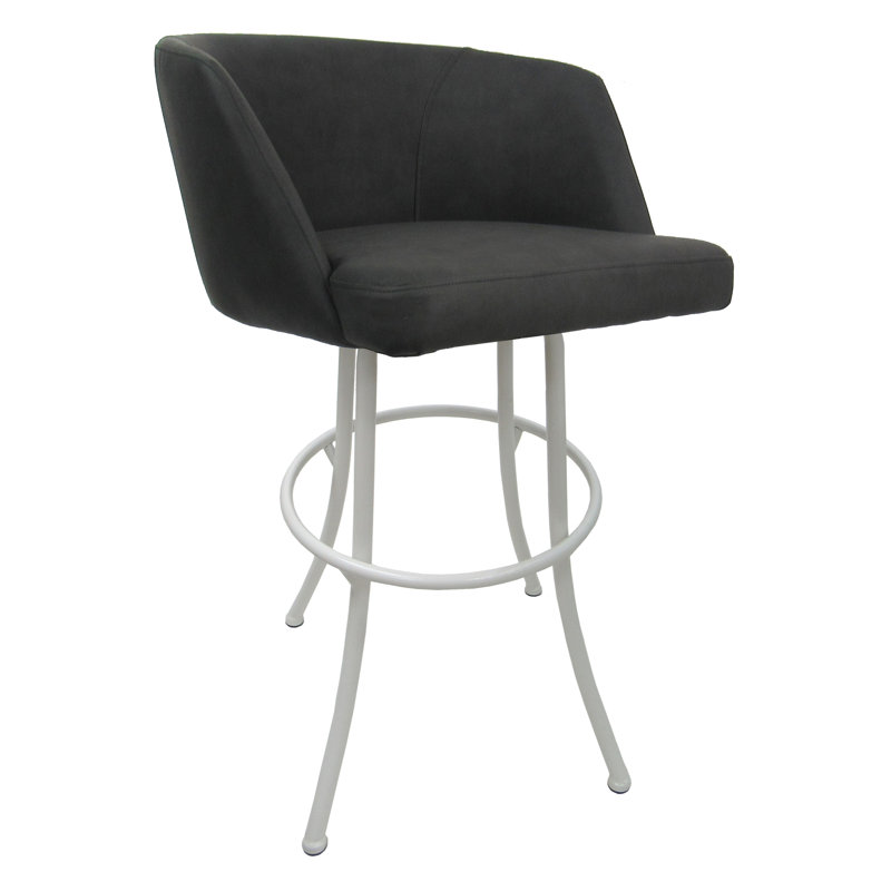 Charcoal Black Swivel Extra Tall Metal Bar Stool with Custom Upholstery