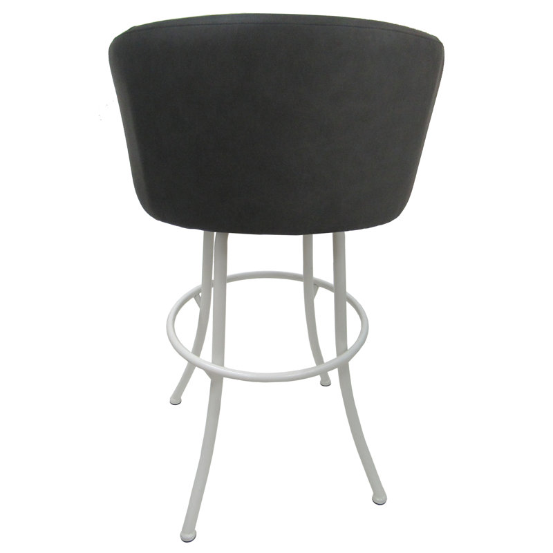 Charcoal Black Swivel Extra Tall Metal Bar Stool with Custom Upholstery