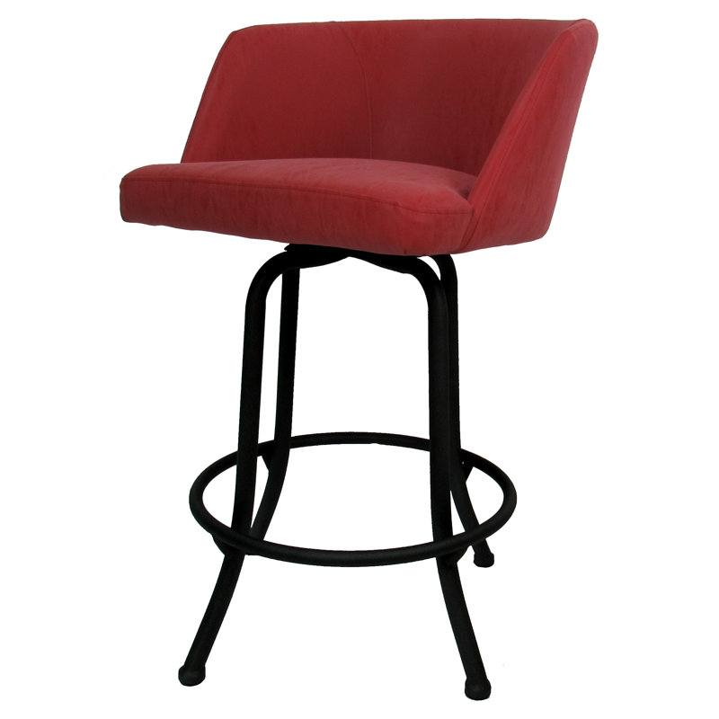 Joey Mojave Grey Swivel Counter Stool with Powder-Coated Metal Frame