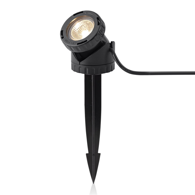 Black Plastic Outdoor Corded Landscape Spotlight with Colored Lenses
