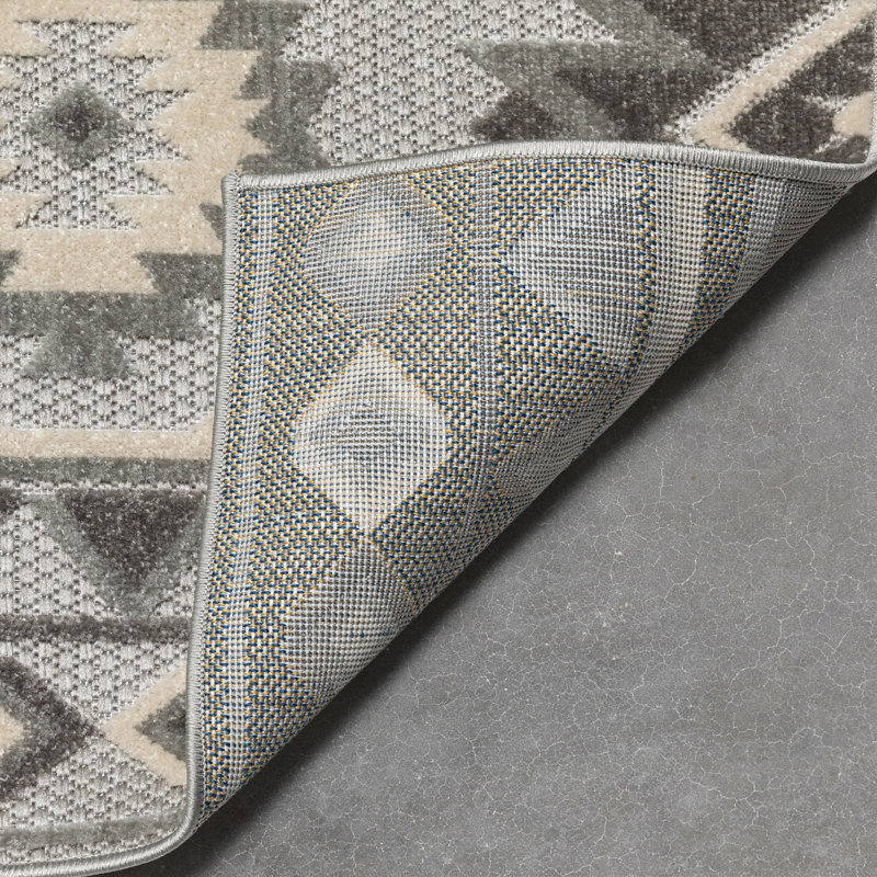 Modern Geometric Gray Flatweave Synthetic Area Rug, 7'10" x 9'10"