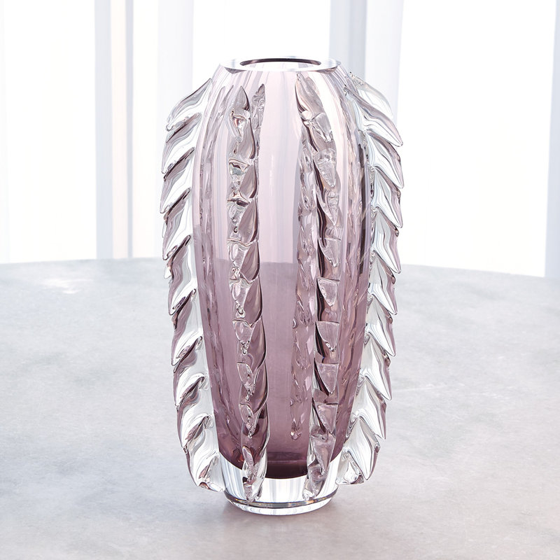 Purple Blown Glass Cylinder Decorative Table Vase