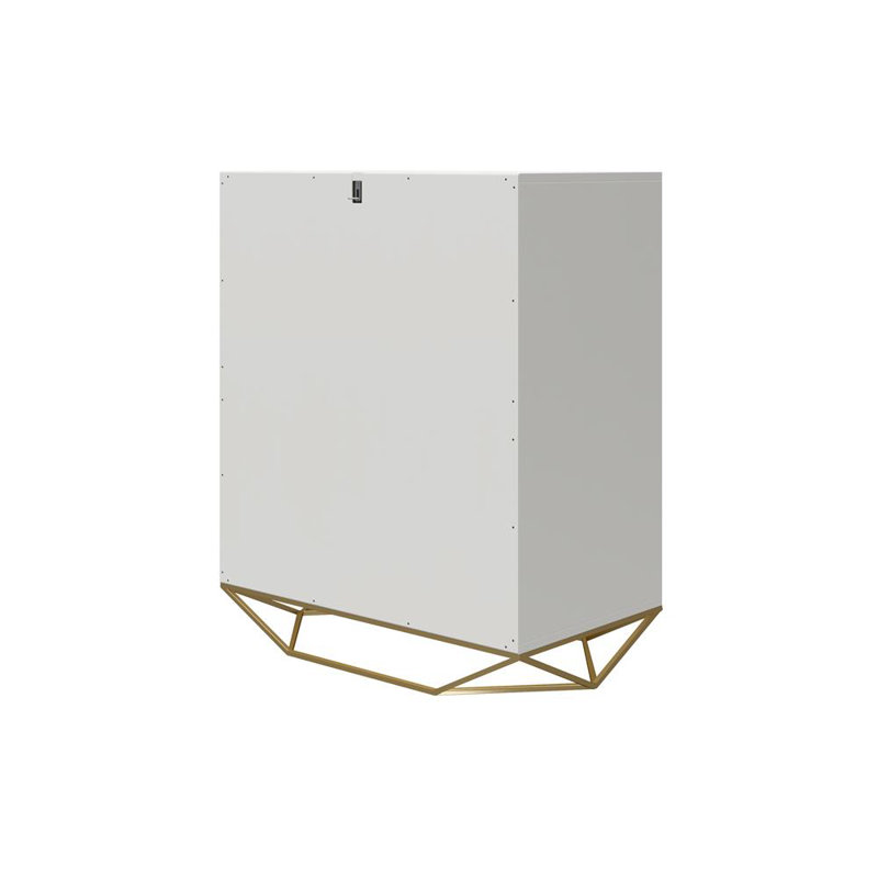 Blair Creamy White and Gold 3-Drawer Dresser with Geometric Accents