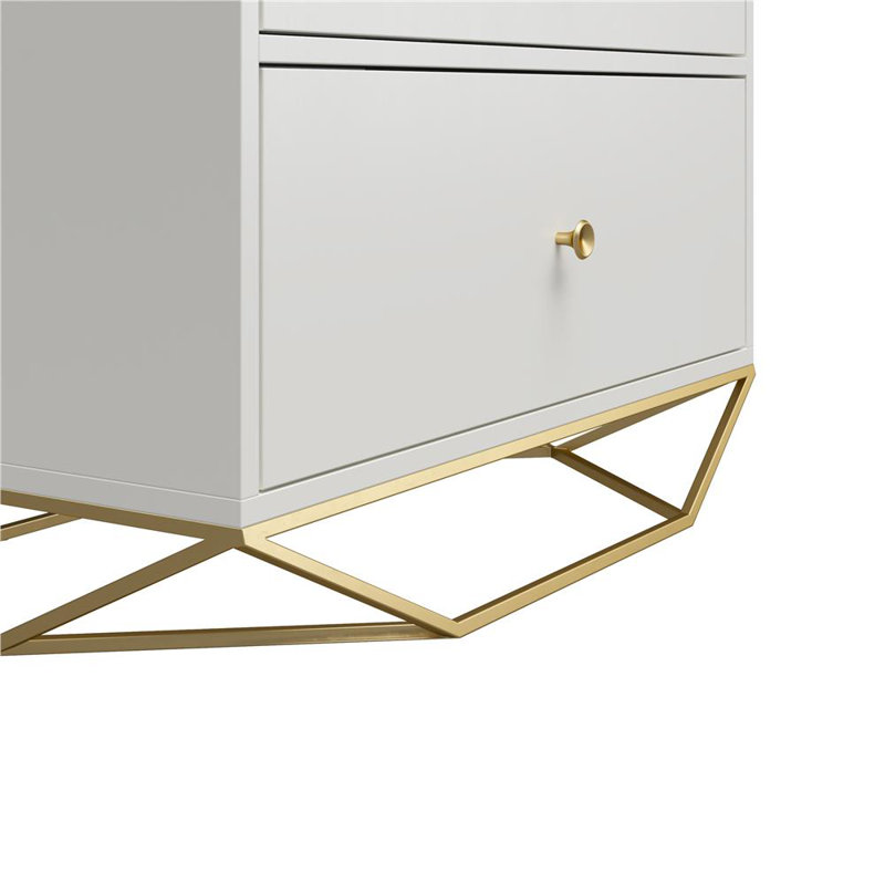 Blair Creamy White and Gold 3-Drawer Dresser with Geometric Accents