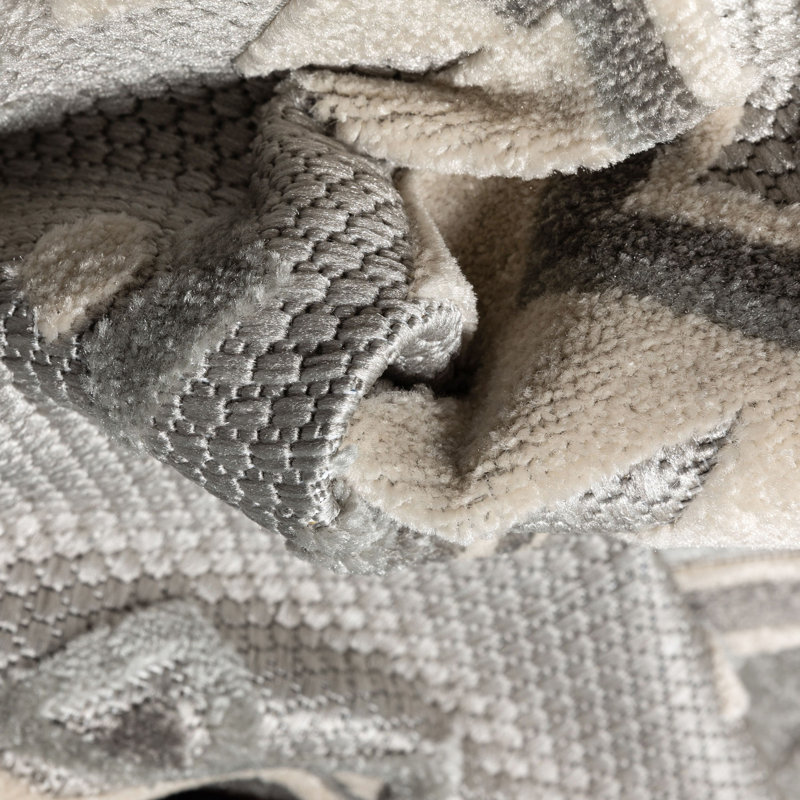 Modern Geometric Gray Flatweave Synthetic Area Rug, 7'10" x 9'10"