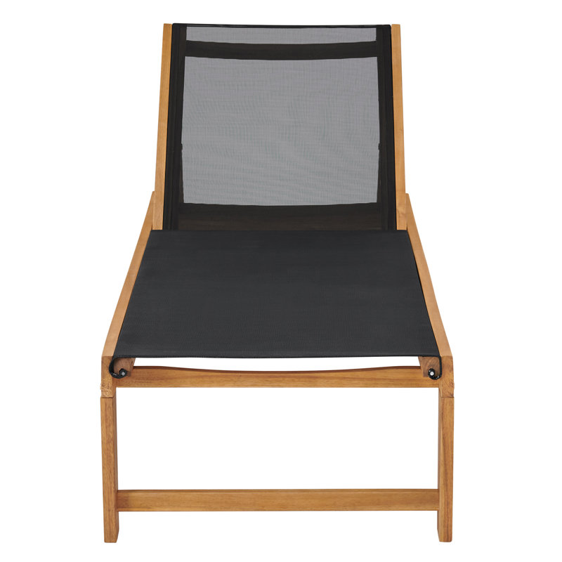 Sunapee Adjustable Acacia Wood Outdoor Chaise Lounger with Mesh Seating