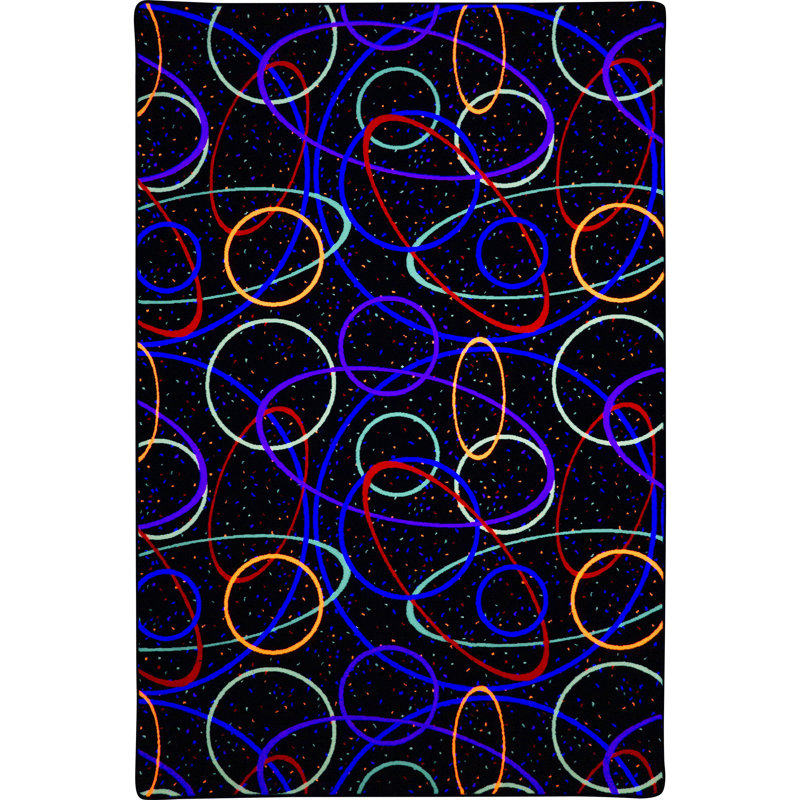 Neon Glow Black Synthetic 4' x 6' Tufted Gaming Area Rug