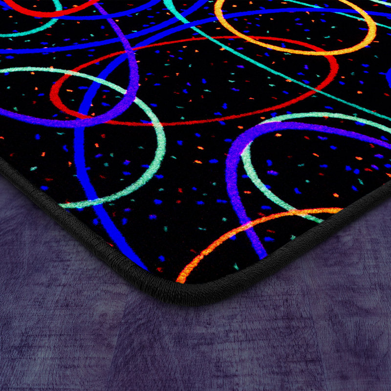 Neon Glow Black Synthetic 4' x 6' Tufted Gaming Area Rug
