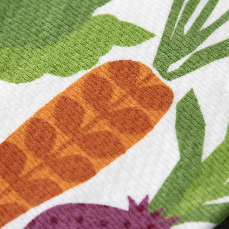 Veggie Print Dual-Purpose Cotton Kitchen Dish Towel Set, 16" x 26", 2-Pack