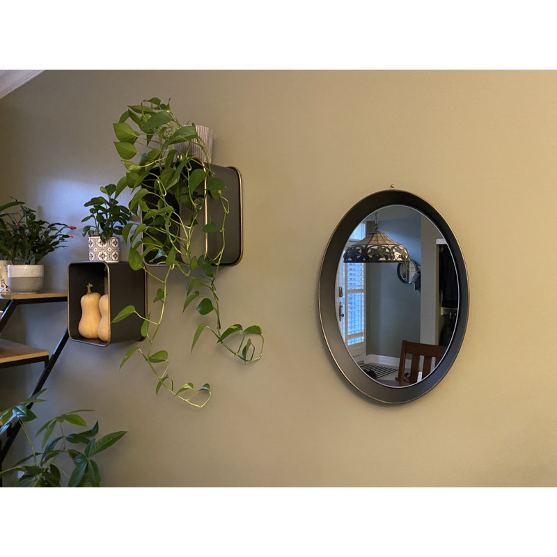 Elegant Oval Antique Metal Wall Mirror 20.5" x 15"