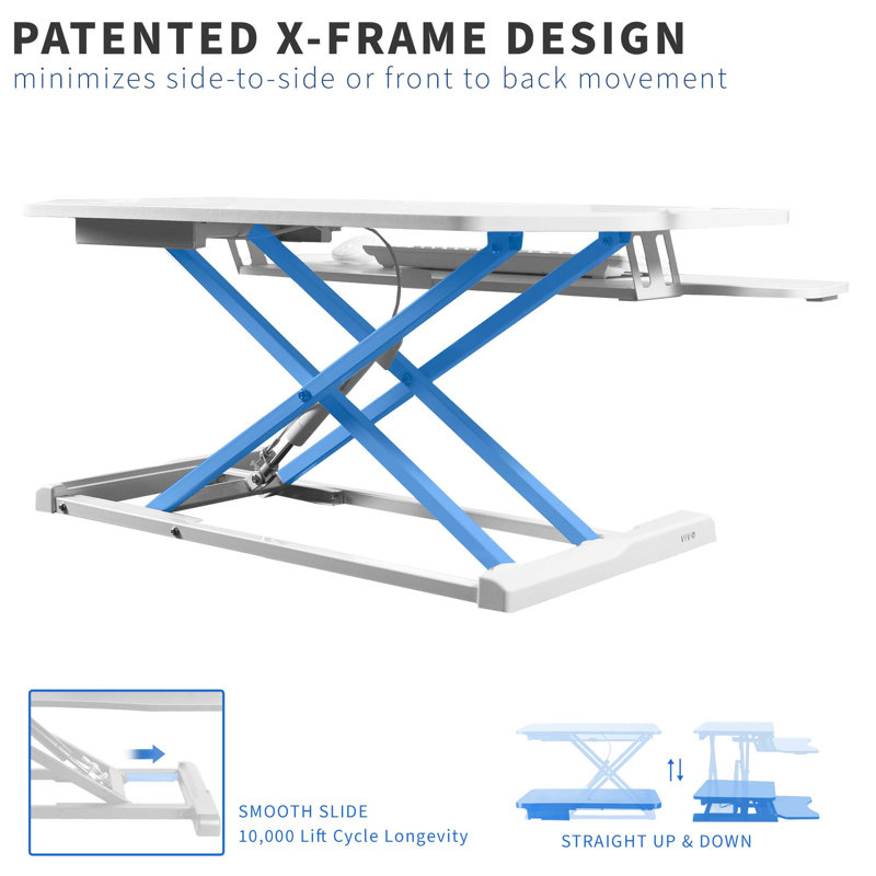 White Height Adjustable Corner Standing Desk Converter