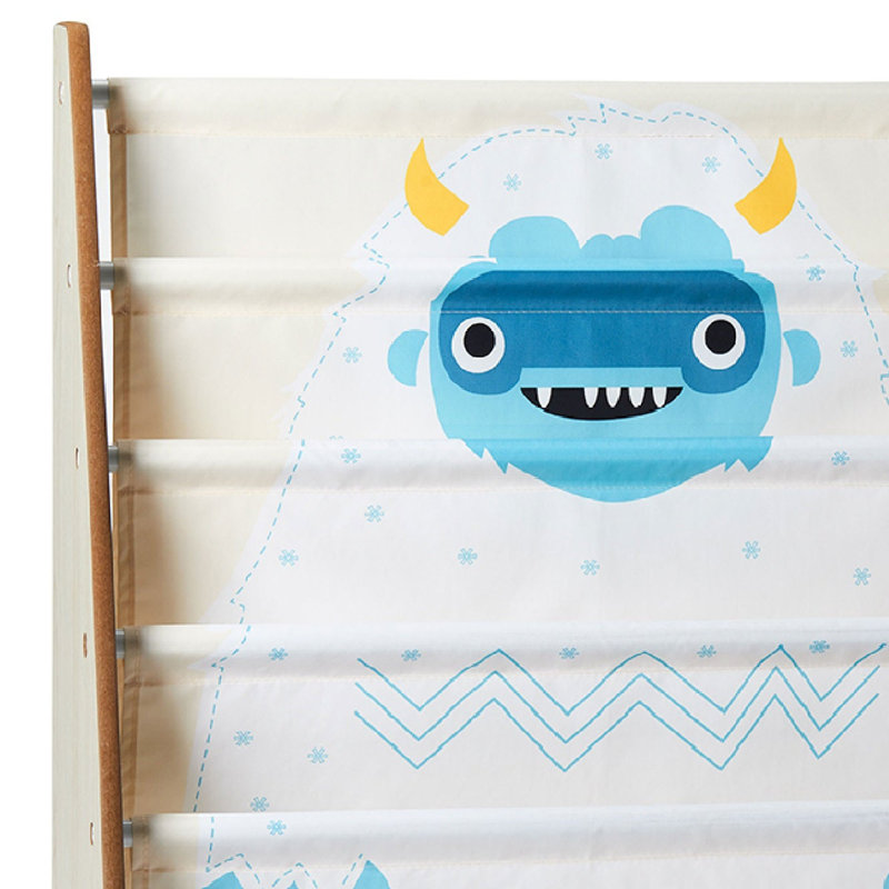 White and Multicolor Polyester Kids Book Rack Organizer