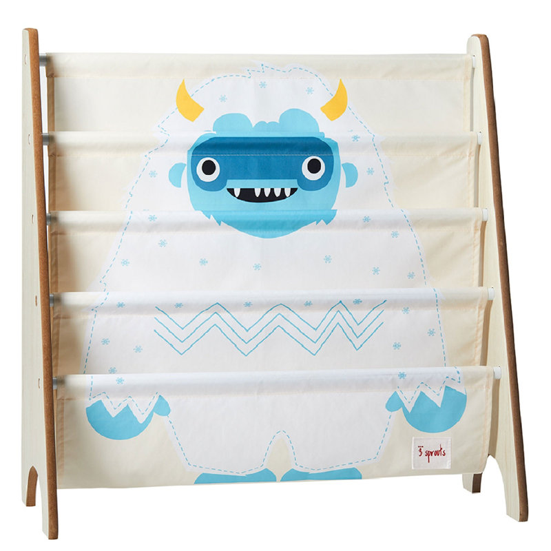 White and Multicolor Polyester Kids Book Rack Organizer