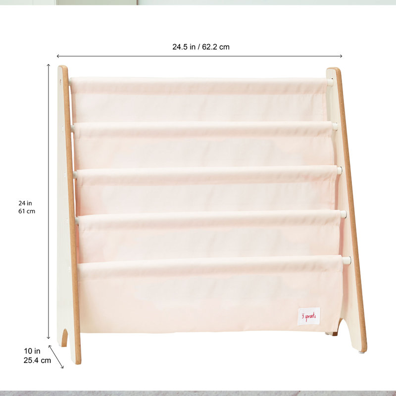 White and Multicolor Polyester Kids Book Rack Organizer