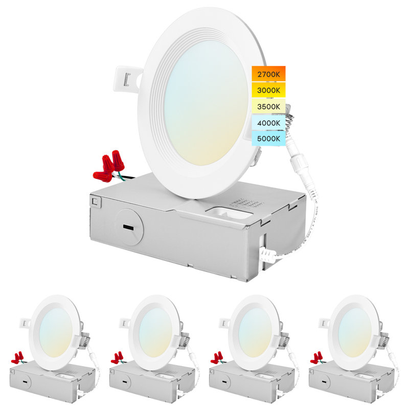 4'' White Aluminum LED Recessed Lighting Kit with Color Options