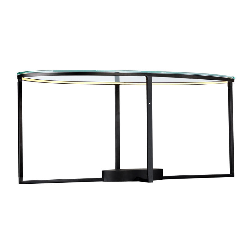 Tavola Matte Black Oval LED Coffee Table with Glass Top