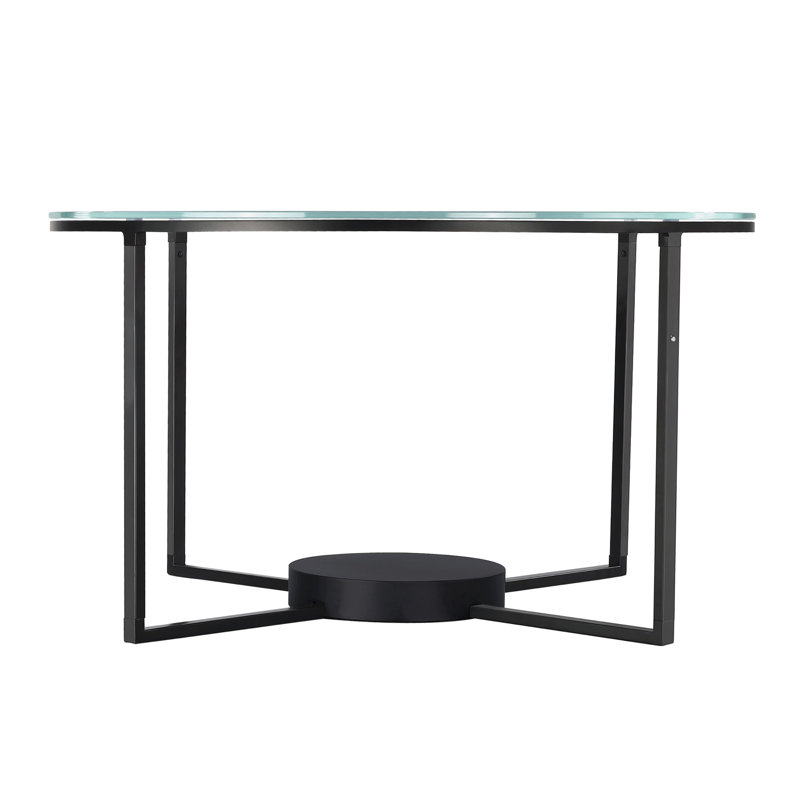 Tavola Black Round Metal & Glass LED Coffee Table