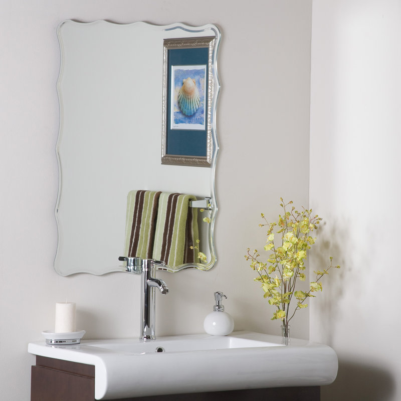 Contour Scalloped Beveled Frameless Wall Mirror 30" x 22"