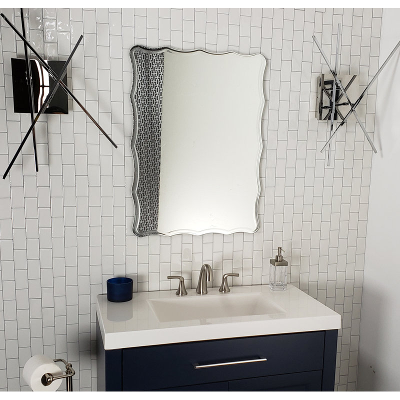 Contour Scalloped Beveled Frameless Wall Mirror 30" x 22"