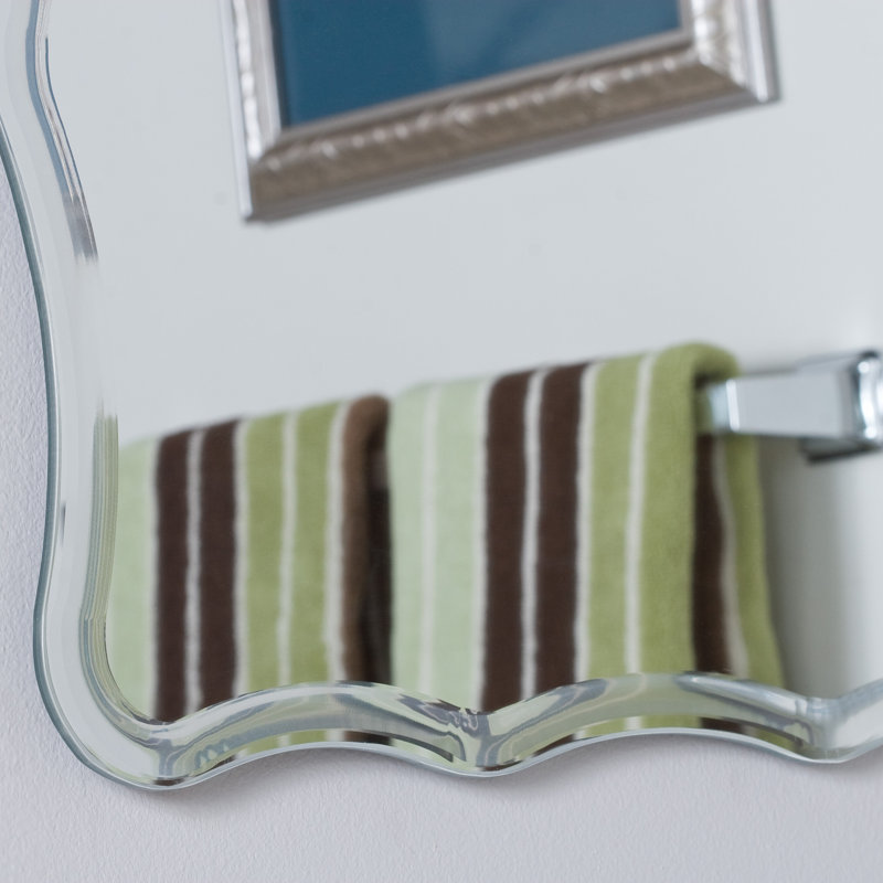 Contour Scalloped Beveled Frameless Wall Mirror 30" x 22"