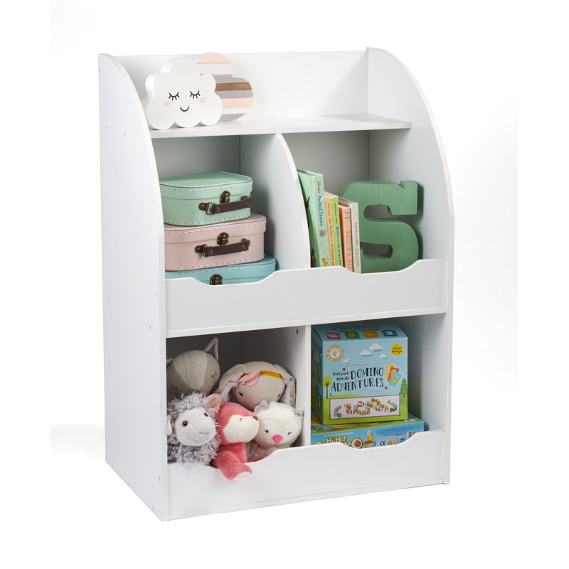Bright White Multi-Cubby Toy & Book Organizer for Kids