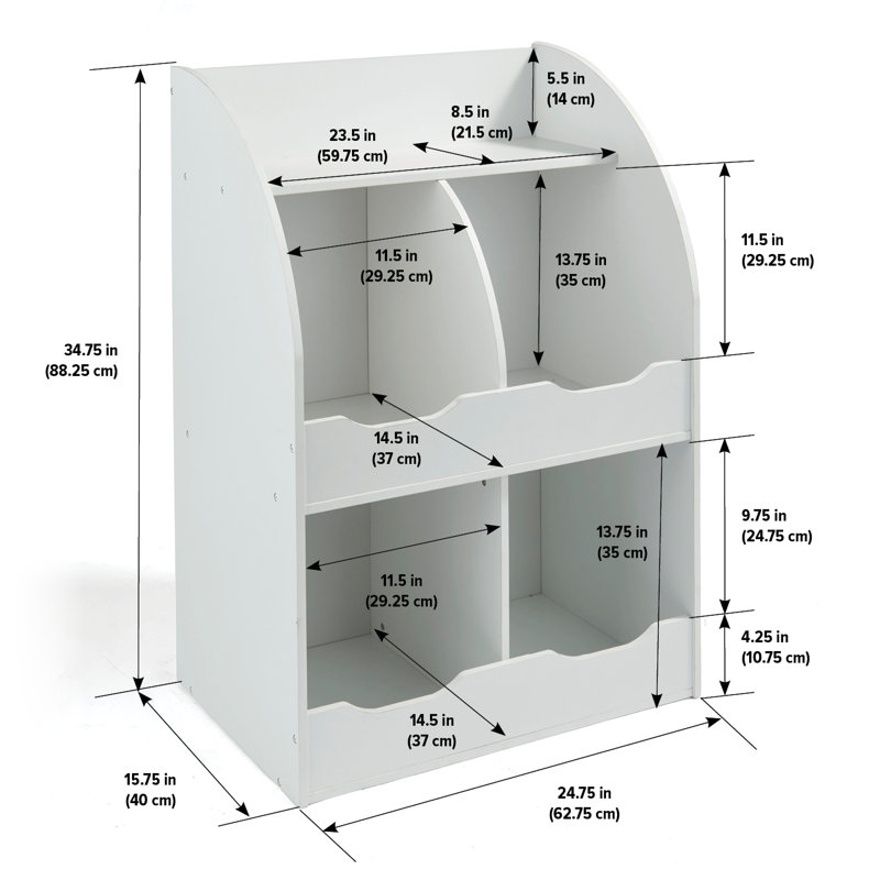 Bright White Multi-Cubby Toy & Book Organizer for Kids