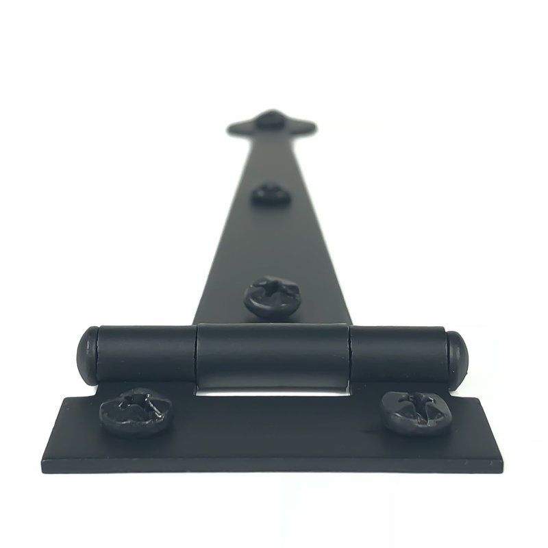 6-1/2" Black Iron Flush-Mount Heart Strap Hinges, Pair