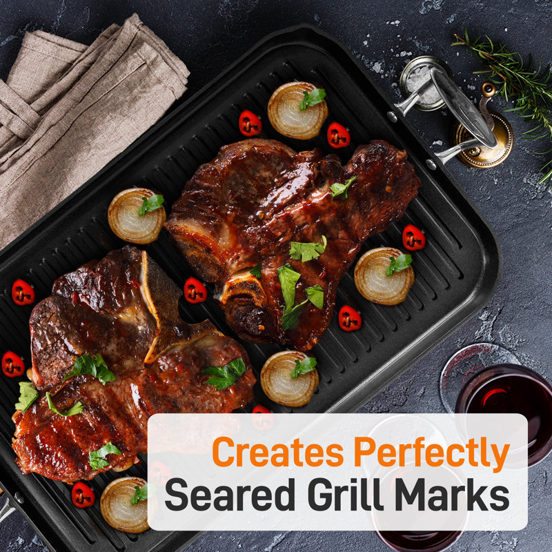 20'' x 13'' Hard-Anodized Nonstick Double Burner Grill & Griddle