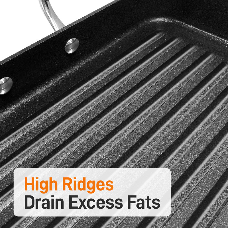 20'' x 13'' Hard-Anodized Nonstick Double Burner Grill & Griddle