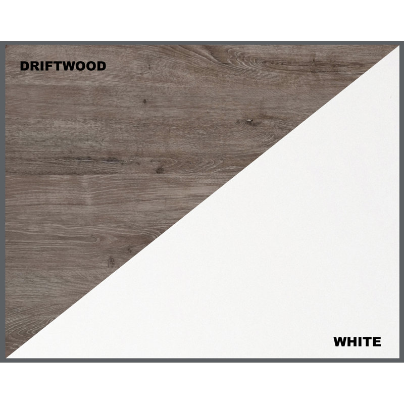 Finley White and Gray Oak L-Shaped Writing Desk with Drawer