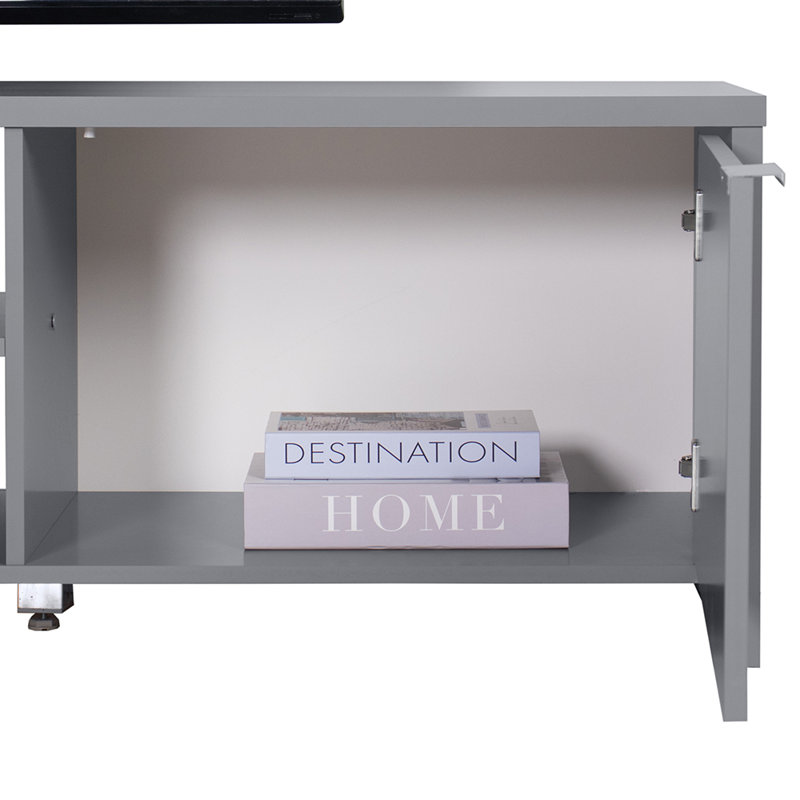 Eco-Friendly Gray Engineered Wood TV Stand with Storage, 71"L