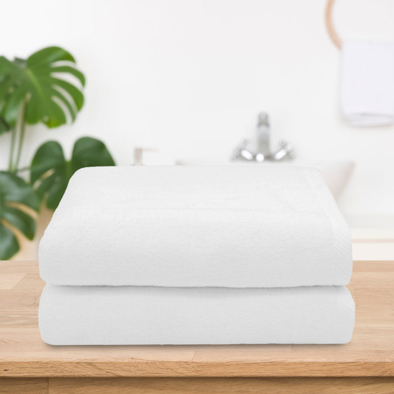 Ediree White Turkish Cotton Bath Towels Set of 2