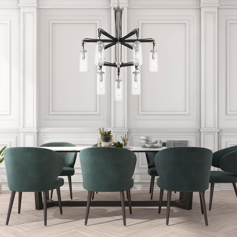 Pullman Junction Coal and Brushed Nickel 9-Light Chandelier