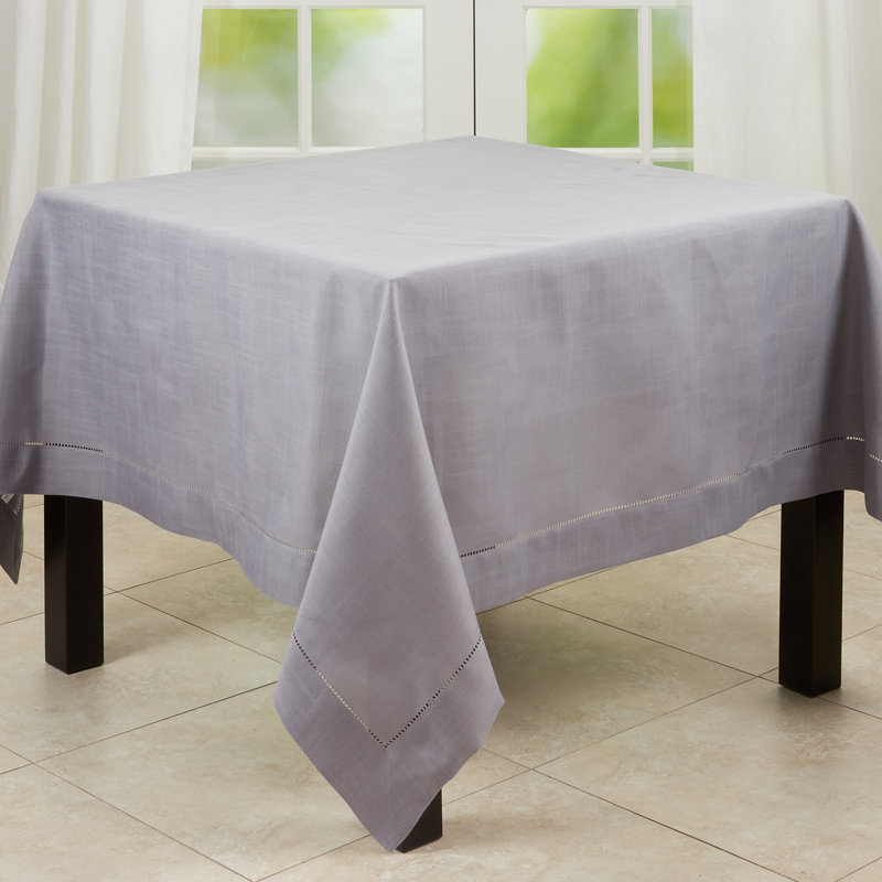 Slate Hemstitched Square Fabric Tablecloth, 60" x 60"