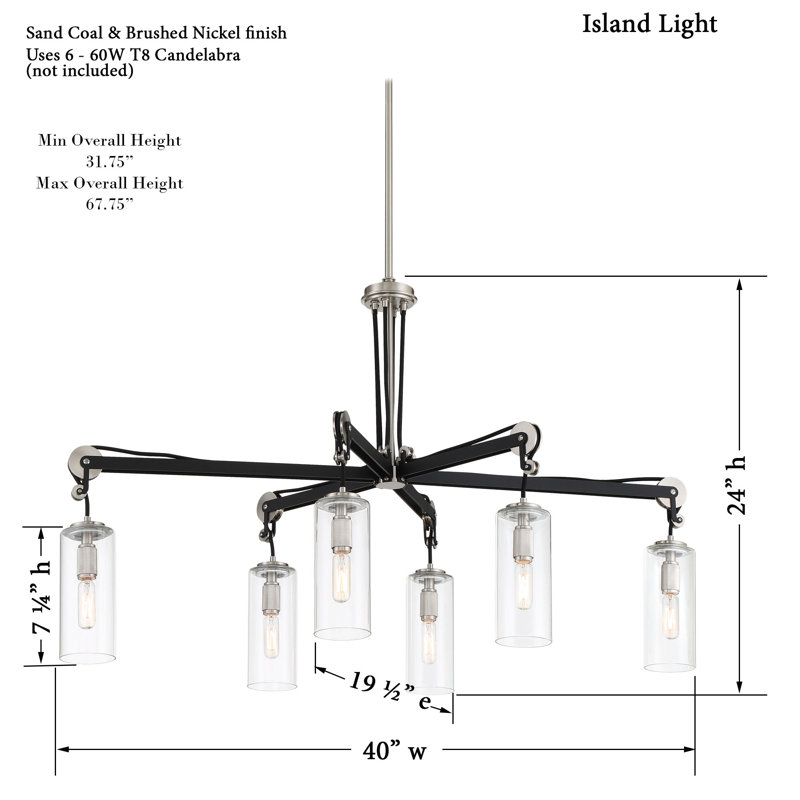 Pullman Junction Classic 6-Light Brushed Nickel & Glass Chandelier