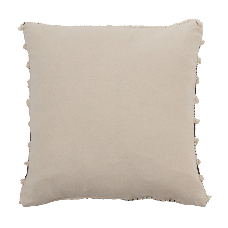 Charming Tufted Block Print Cotton Euro Throw Pillow 19.5"