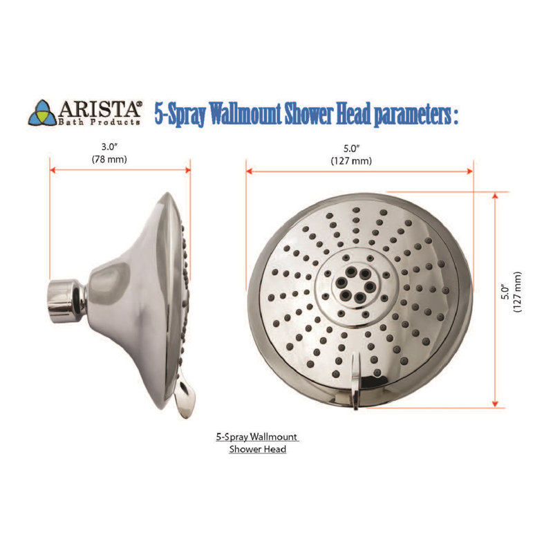 Chrome Polished Wall Mounted Shower Head with Filter