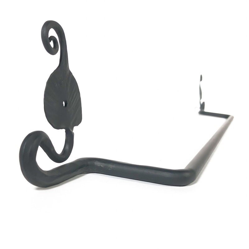 Black Iron 20" Leaf Design Wall Mounted Towel Bar